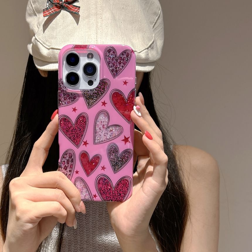 Leopard Print Heart Phone Case