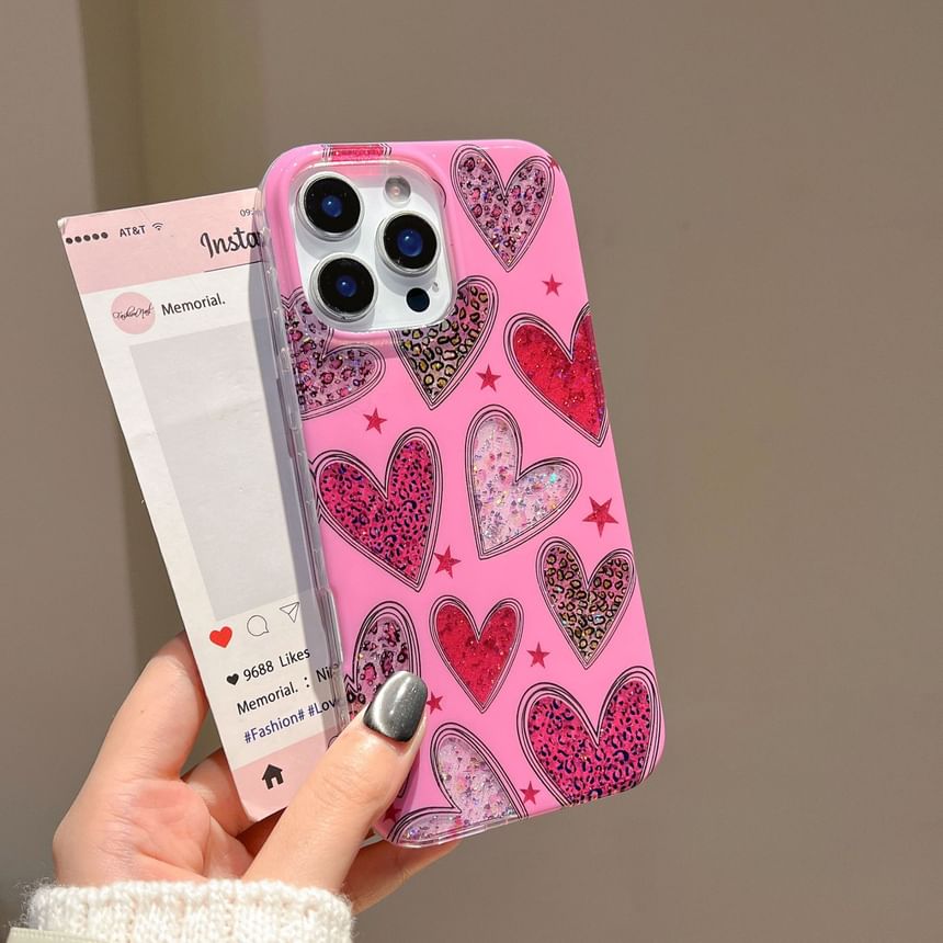 Leopard Print Heart Phone Case