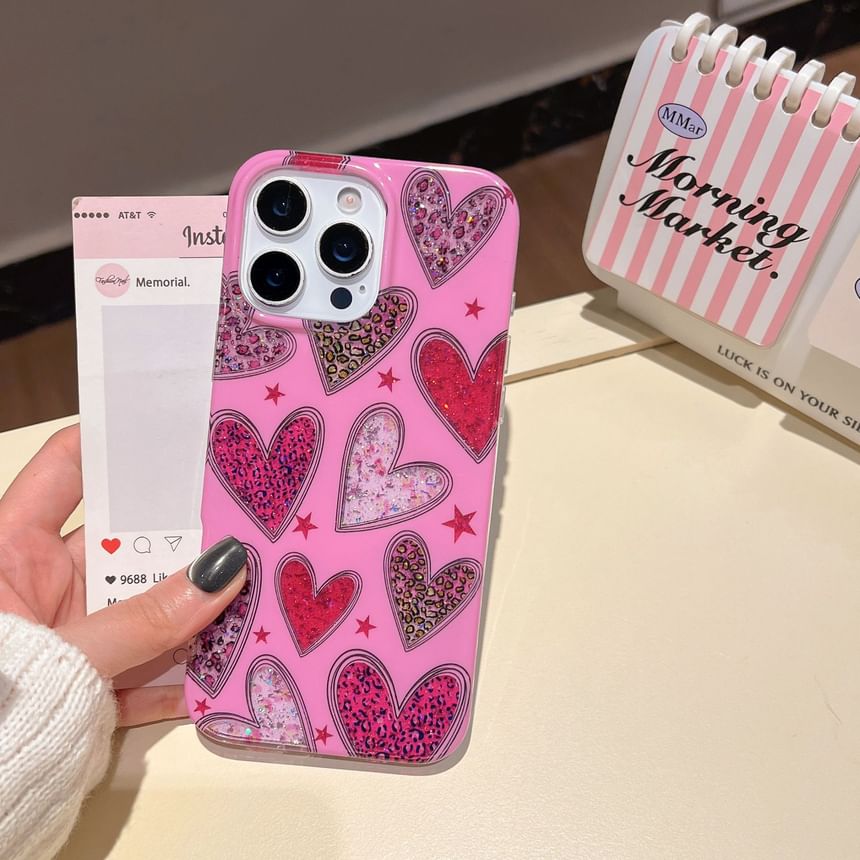 Leopard Print Heart Phone Case
