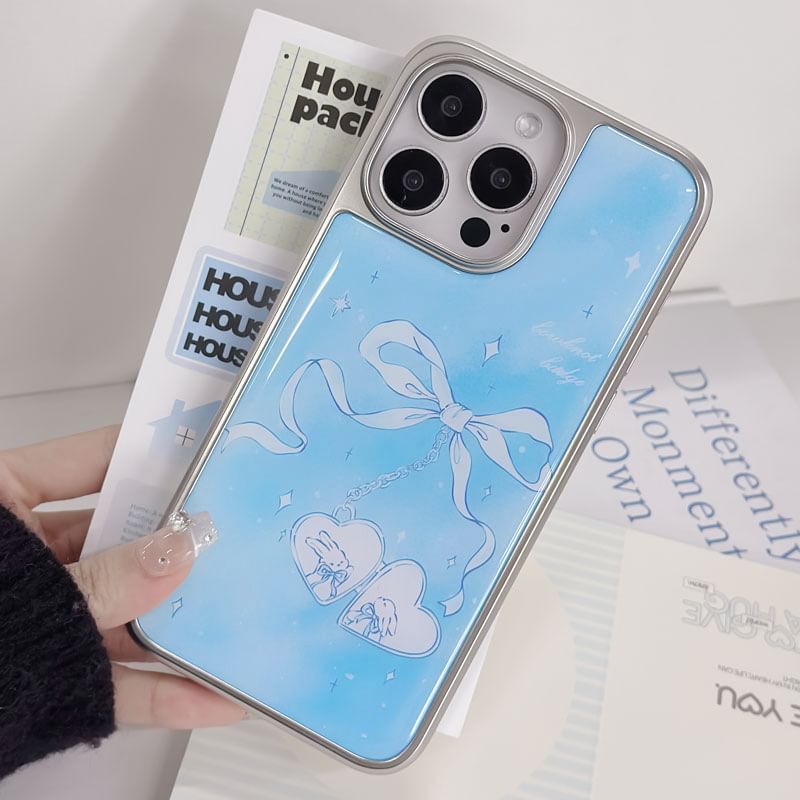 Heart Bow Print Phone Case