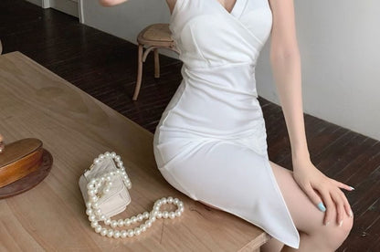 Halter Ruched Mini Sleeveless Dress