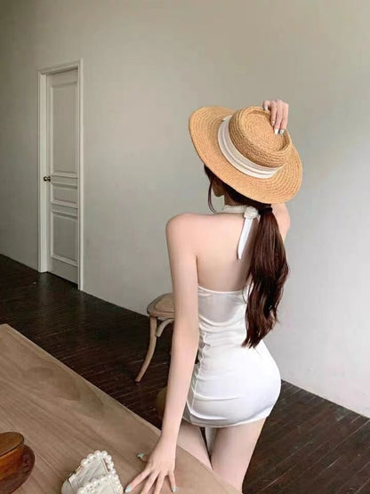 Halter Ruched Mini Sleeveless Dress