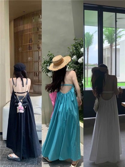 Halter Neck Sleeveless Maxi Dress Print