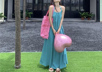 Halter Neck Sleeveless Maxi Dress Print