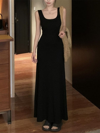 Neckline Dress Backless Sleeveless Maxi Bowknot