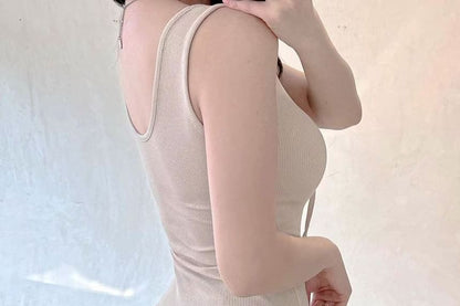 Dress Neck Plain Scoop Sleeveless Mini Bodycon