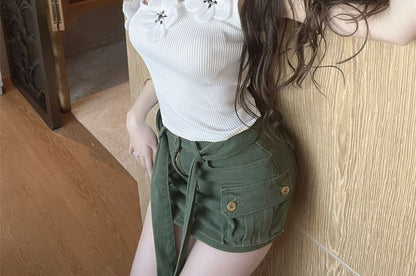 Top Tank Floral Crop Asymmetrical