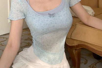 Short-Sleeve Set: Top Camisole + Neck Square