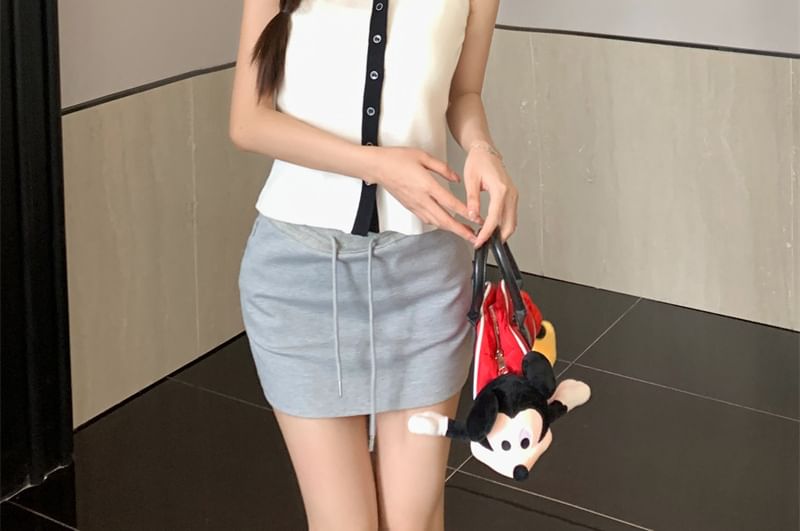 Sleeveless Knit Collar Sailor Button-Up Top