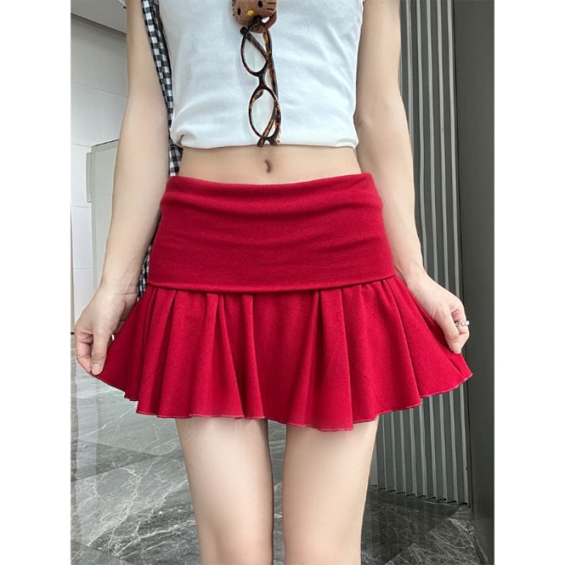 Plain Skirt Low Mini Rise