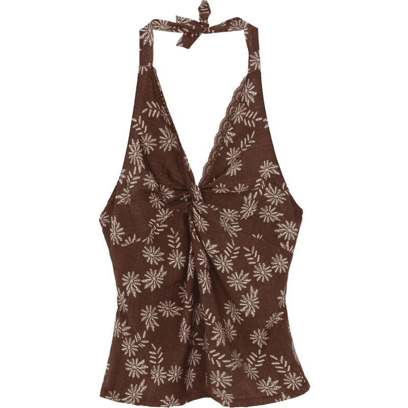 / Print Sleeveless Top Mini V-Neck Skirt