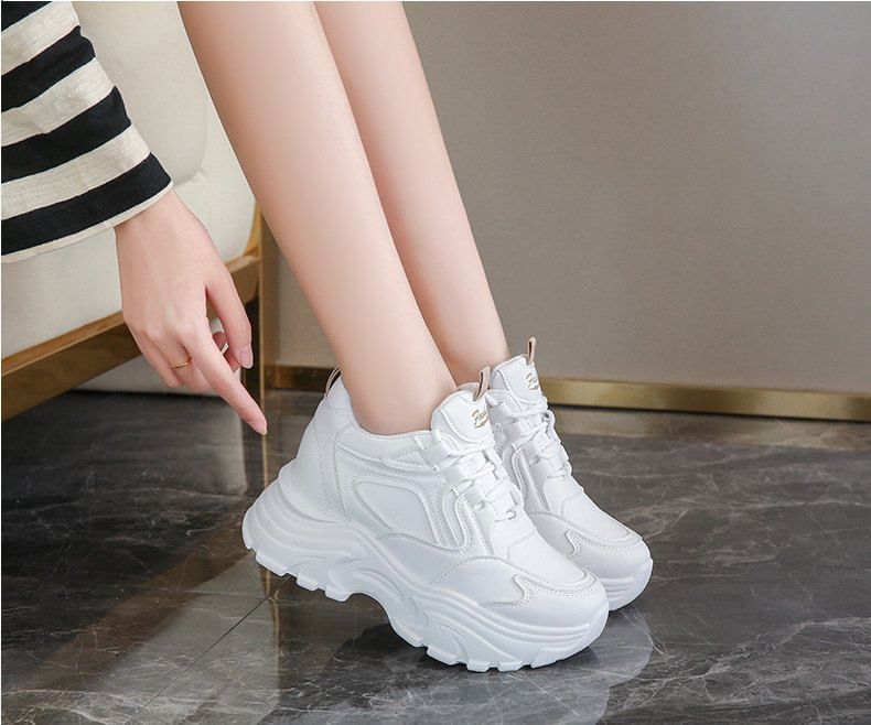 Platform Wedge Panel Sneakers Hidden