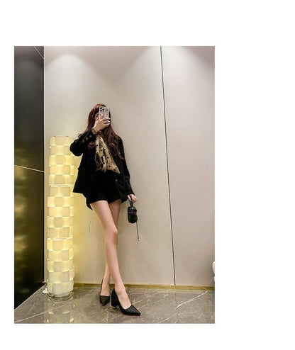 Block Pumps Pointed Glitter Toe Heel