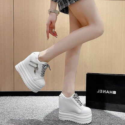 Platform Zip Wedge Sneakers Hidden Panel