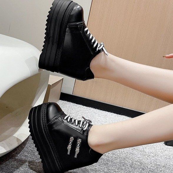 Platform Zip Wedge Sneakers Hidden Panel