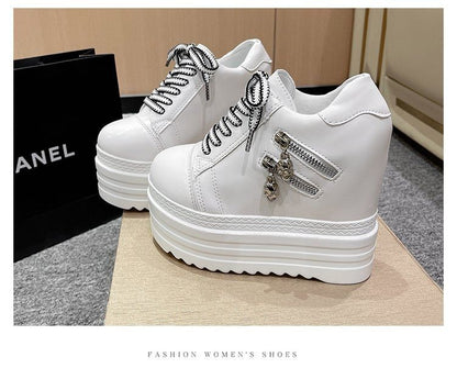 Platform Zip Wedge Sneakers Hidden Panel