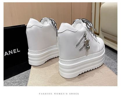 Platform Zip Wedge Sneakers Hidden Panel