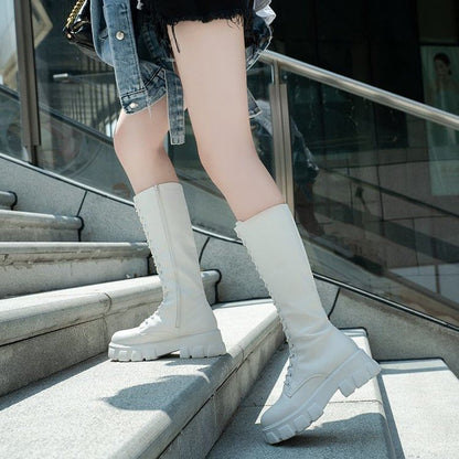 Lace Knee Boots High Platform Up