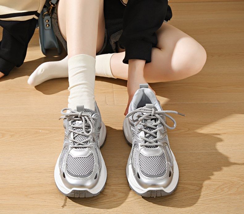 Panel Mesh Platform Sneakers