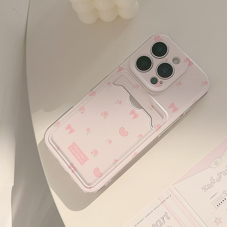 Bow Heart Card Holder Phone Case