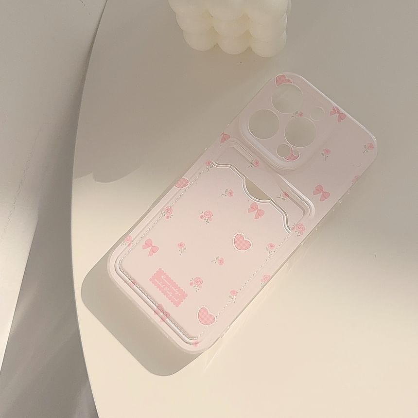 Bow Heart Card Holder Phone Case