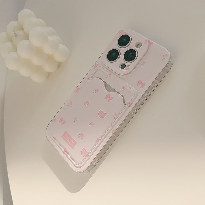 Bow Heart Card Holder Phone Case