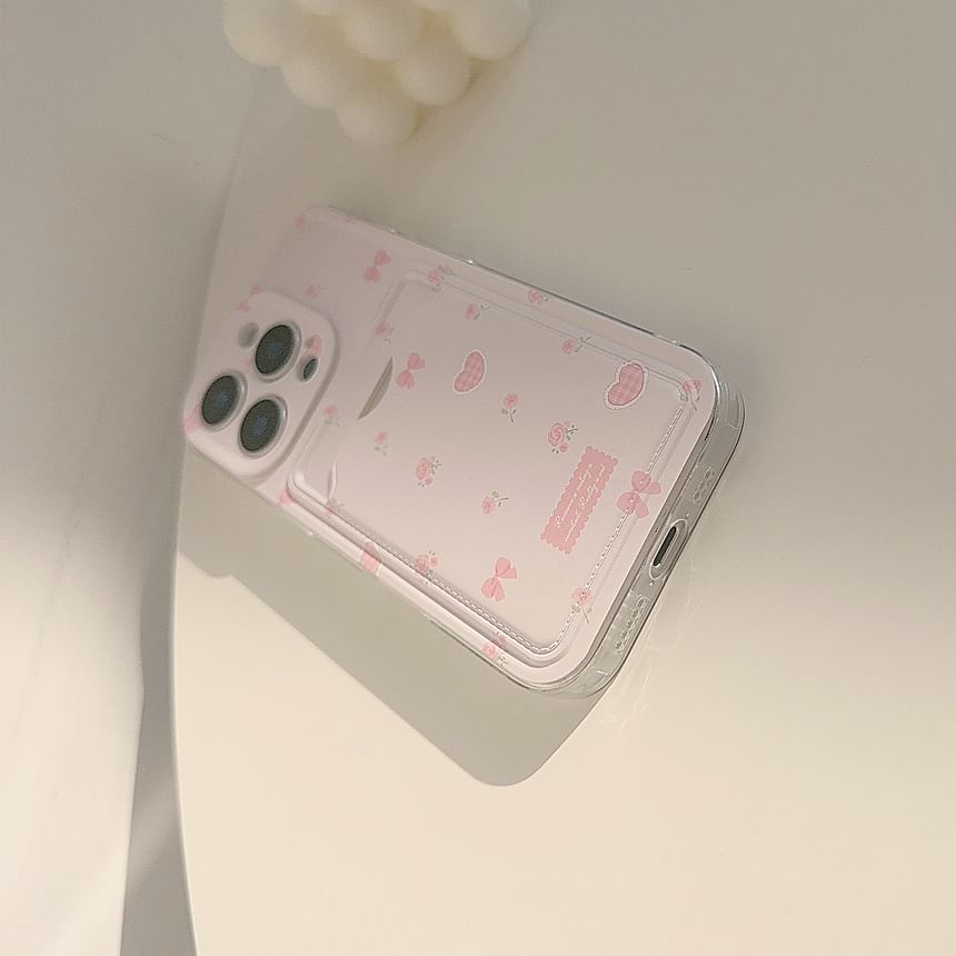 Bow Heart Card Holder Phone Case