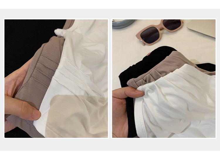 Neck Top Mock Plain Sleeveless