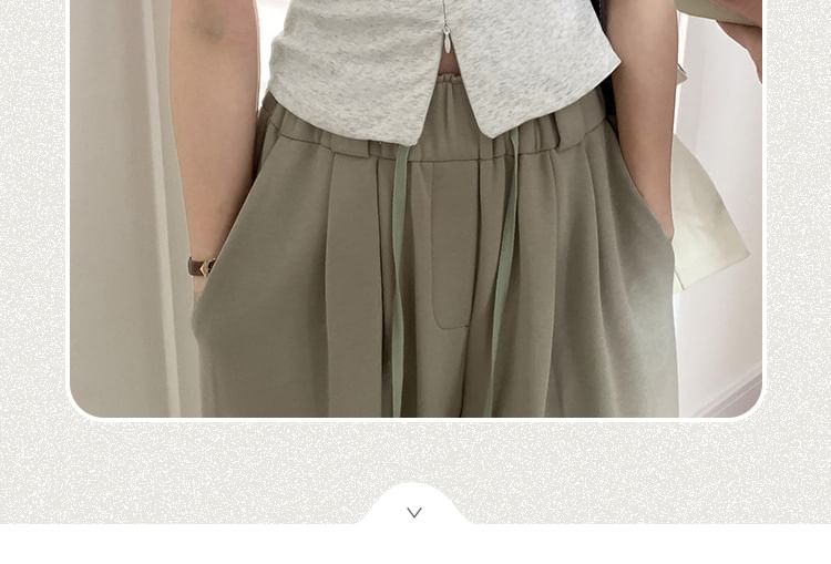 Top Short-Sleeve Plain Knit Zip-Up