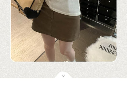 Asymmetrical Plain Tee Short-Sleeve