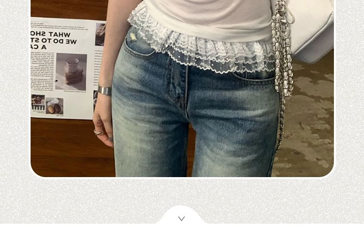 Plain Top Crop U-Neck Short-Sleeve