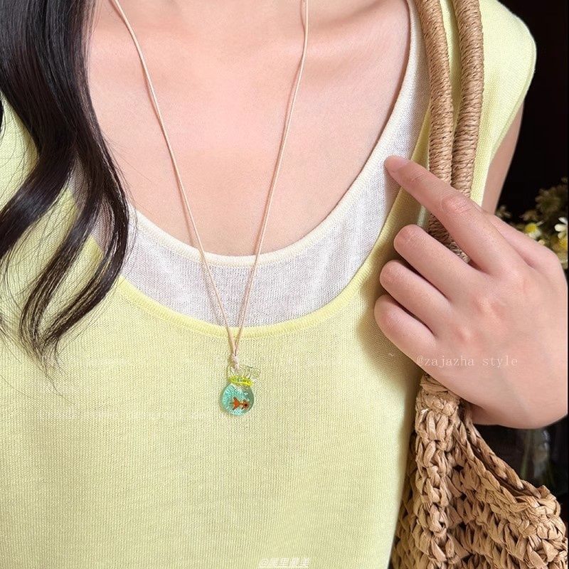 Necklace Goldfish String Resin
