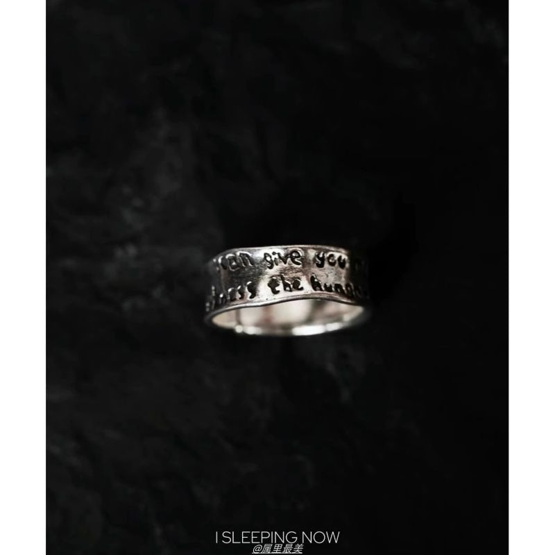 Open Irregular Alloy Lettering Ring