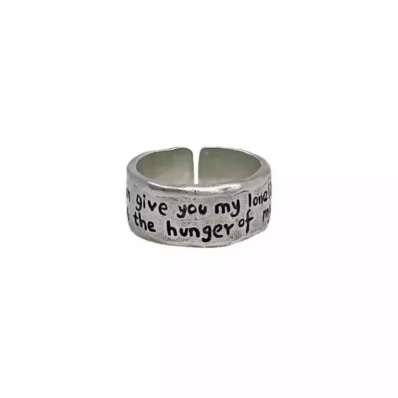 Open Irregular Alloy Lettering Ring