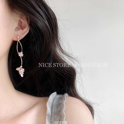 Earring Floral Alloy Dangle Rhinestone