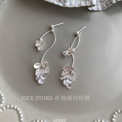 Earring Floral Alloy Dangle Rhinestone