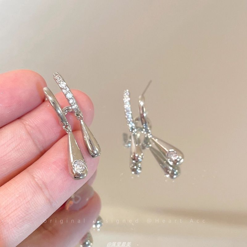 Alloy Droplet Rhinestone Earring Drop
