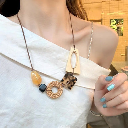 Necklace Cord Geometric Acetate Rattan