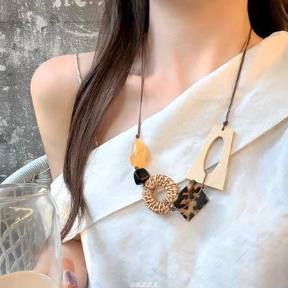 Necklace Cord Geometric Acetate Rattan