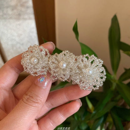 Clip Alloy Floral Pearl Faux Hair Crystal