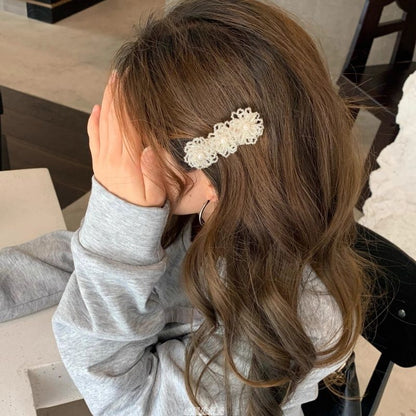 Clip Alloy Floral Pearl Faux Hair Crystal