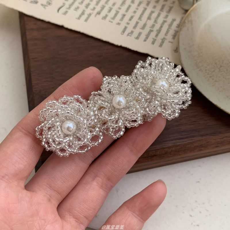 Clip Alloy Floral Pearl Faux Hair Crystal