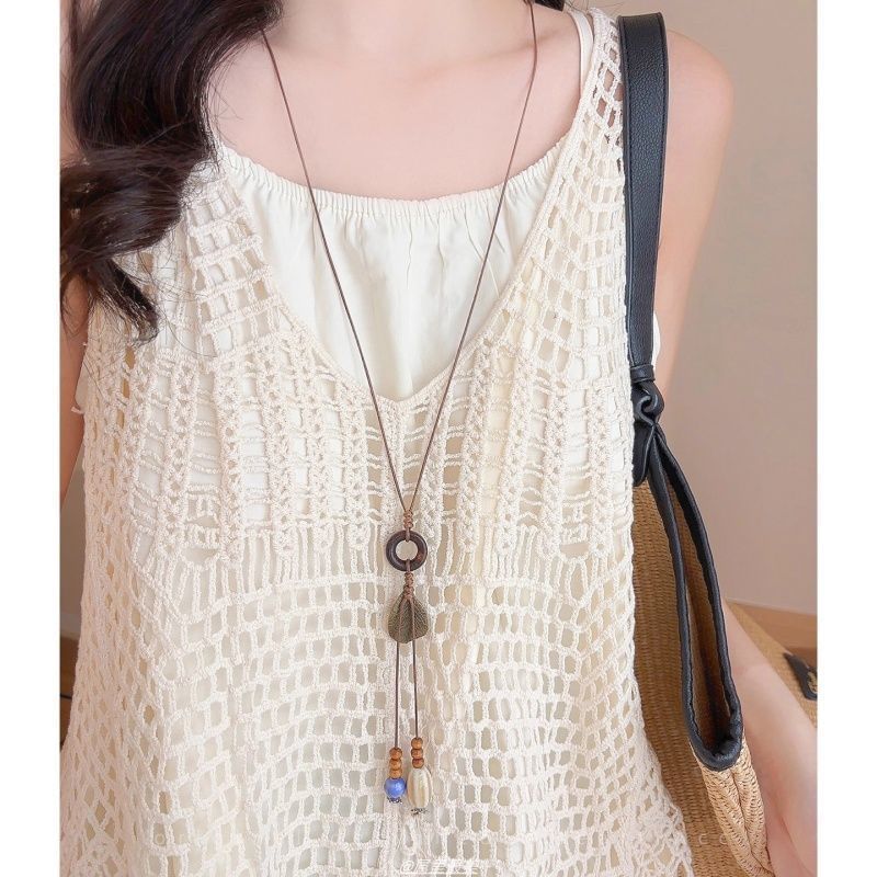 Pendant Cord Hoop Necklace Leaf