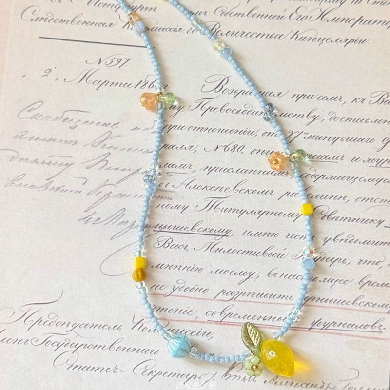 Bead Necklace Pendant Lemon