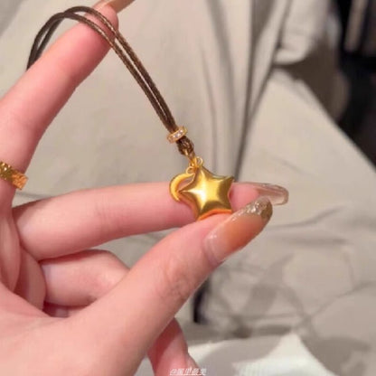 Brushed Alloy Choker Pendant Cord Star