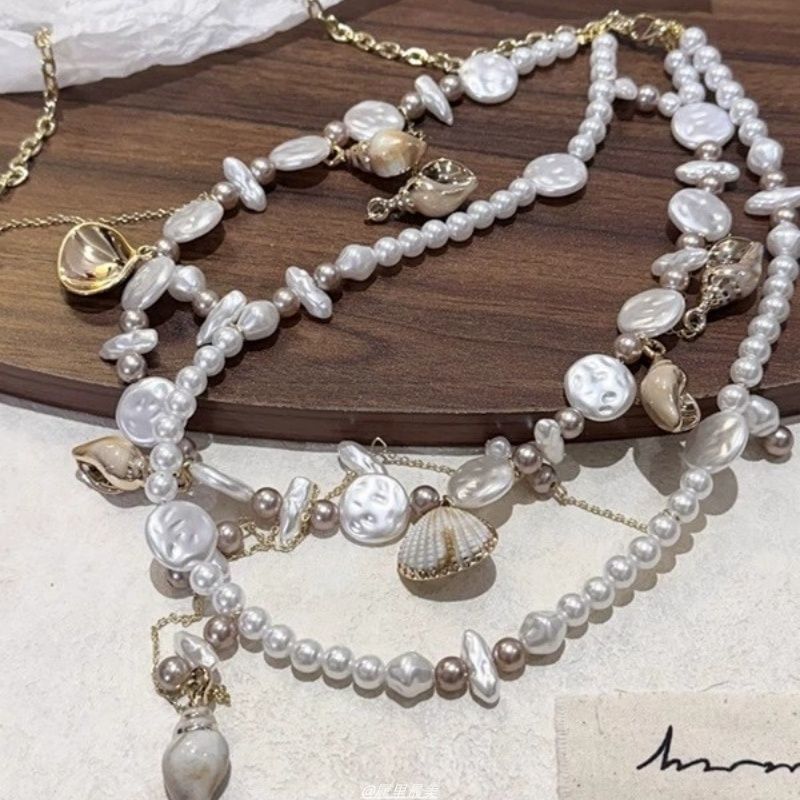 Alloy Faux Disc Shell Waist Pearl Chain