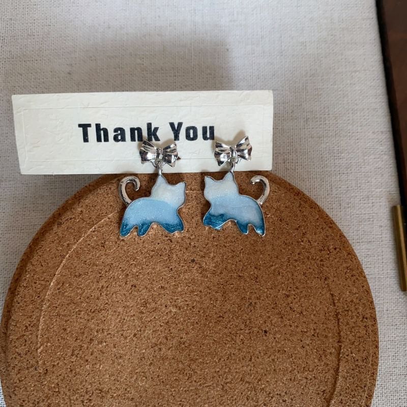 Earring Gradient Resin Alloy Drop Cat