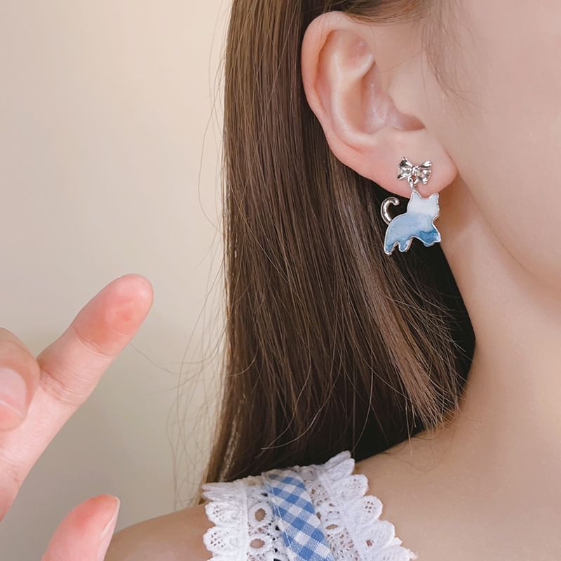Earring Gradient Resin Alloy Drop Cat