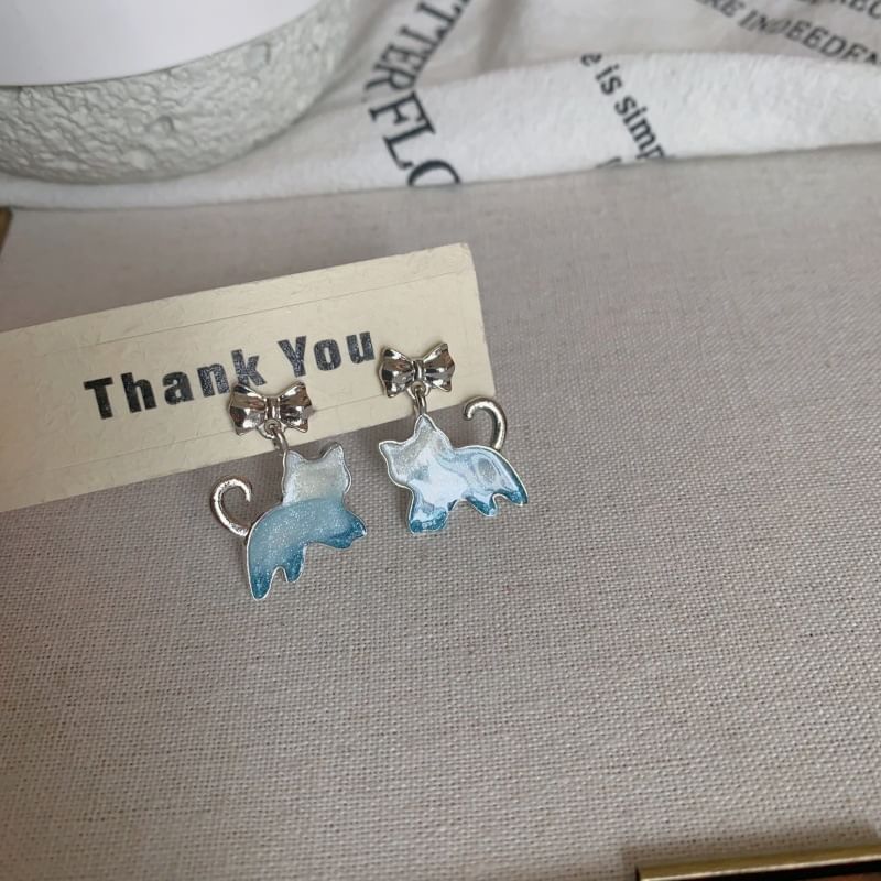 Earring Gradient Resin Alloy Drop Cat