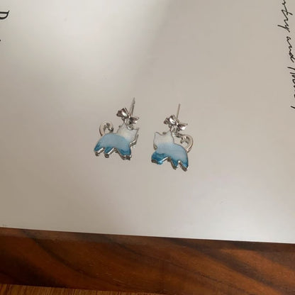 Earring Gradient Resin Alloy Drop Cat